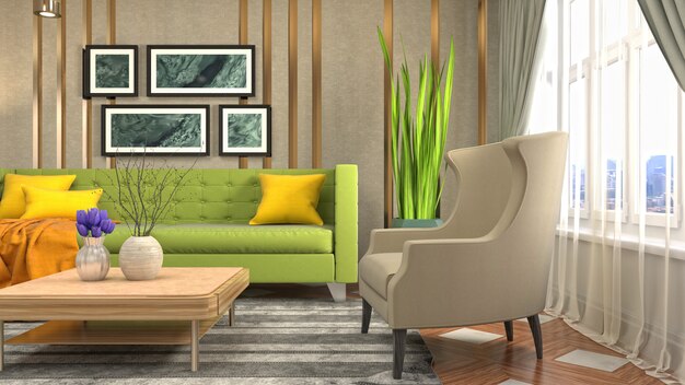 Illustration of the living room interior