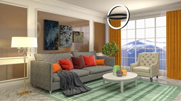 Illustration of the living room interior