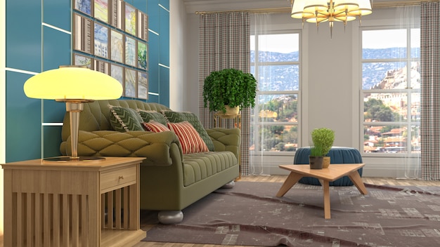 Illustration of the living room interior