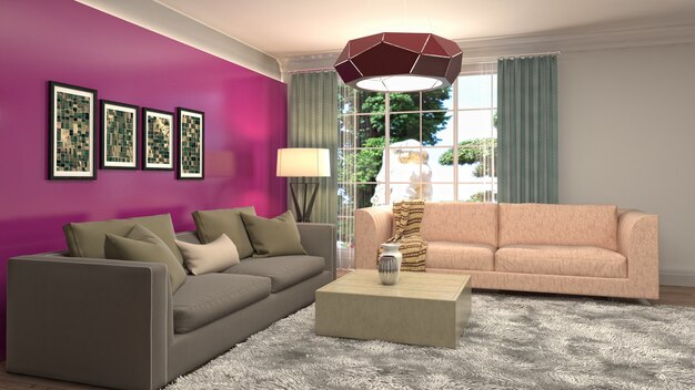 Illustration of the living room interior