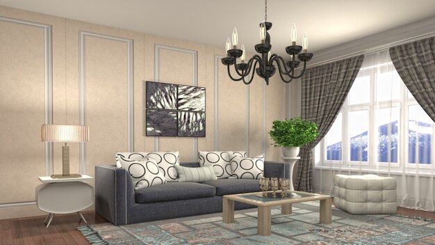 Illustration of the living room interior