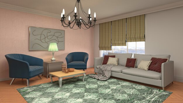 Illustration of the living room interior