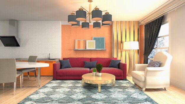 Illustration of the living room interior