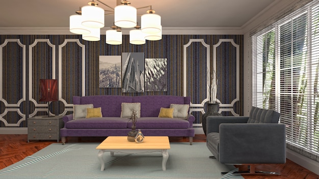 Illustration of the living room interior