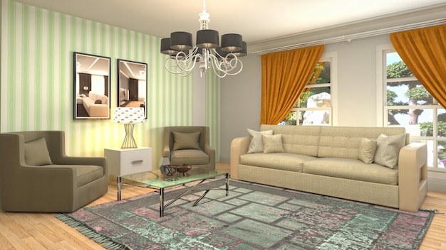 Illustration of the living room interior