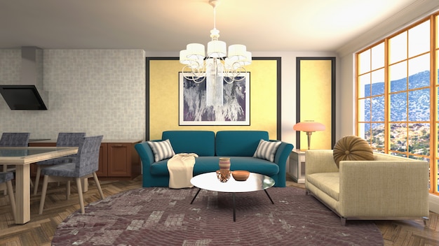 Illustration of the living room interior