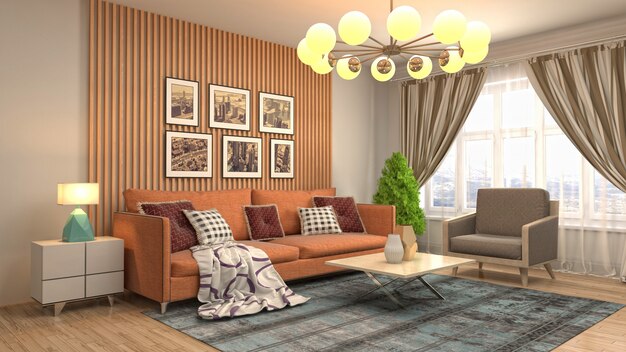 Illustration of the living room interior