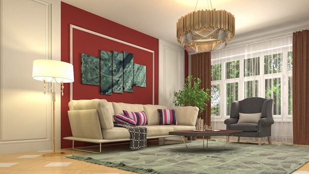 Illustration of the living room interior