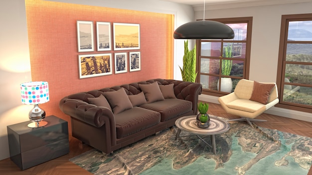 Illustration of the living room interior