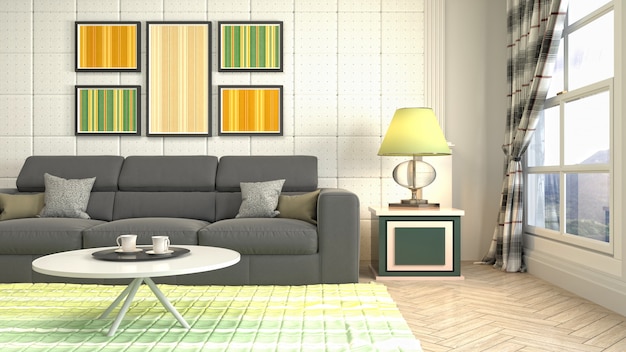 Illustration of the living room interior