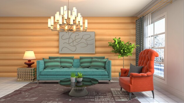 Illustration of the living room interior