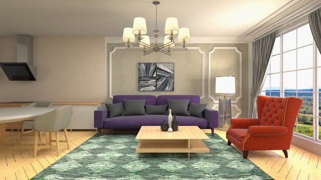 Illustration of the living room interior