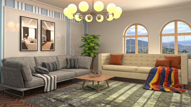 Illustration of the living room interior