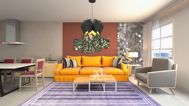 Illustration of the living room interior