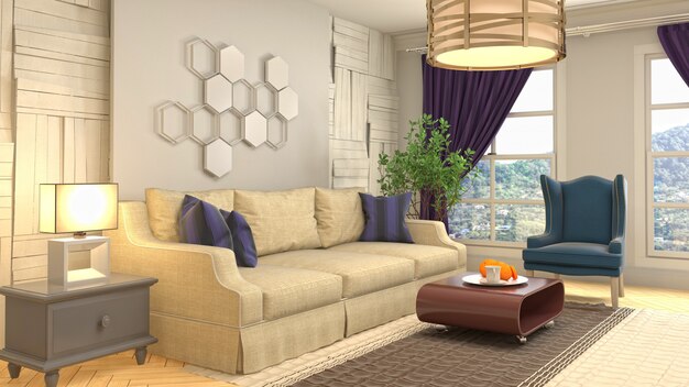 Illustration of the living room interior