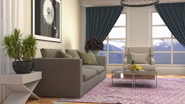 Illustration of the living room interior