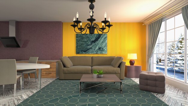 Illustration of the living room interior