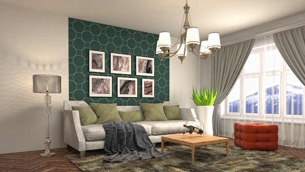 Illustration of the living room interior