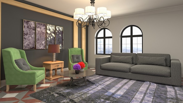 Illustration of the living room interior