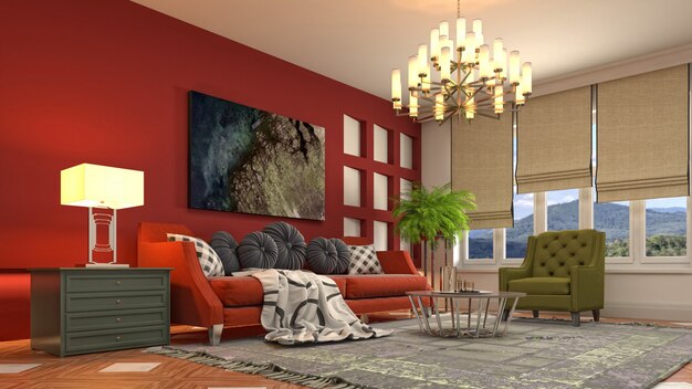 Illustration of the living room interior