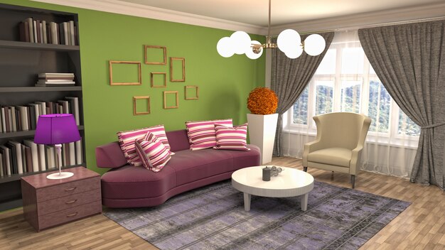 Illustration of the living room interior