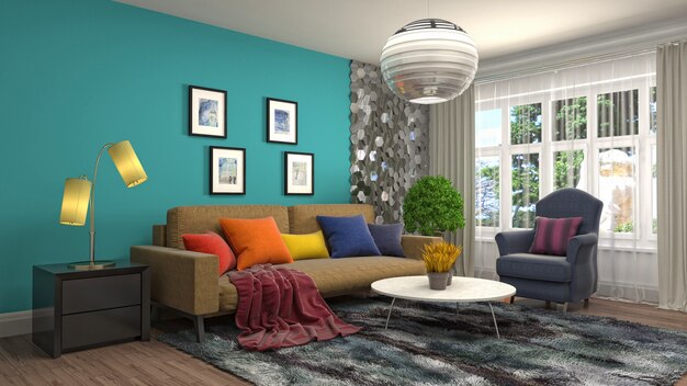 Illustration of the living room interior