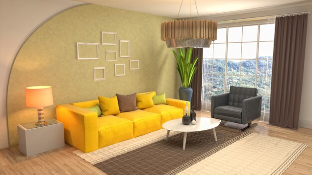 Illustration of the living room interior