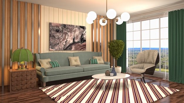 Illustration of the living room interior