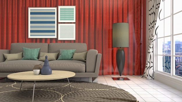 Illustration of the living room interior