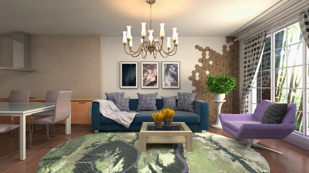 Illustration of the living room interior