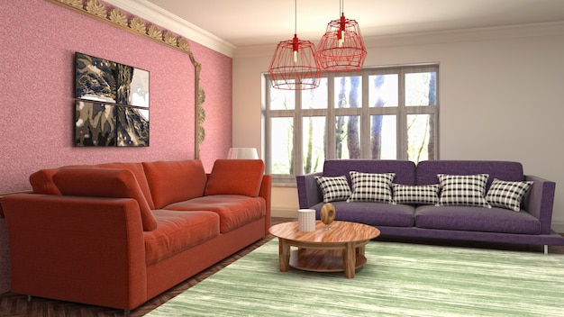 Illustration of the living room interior