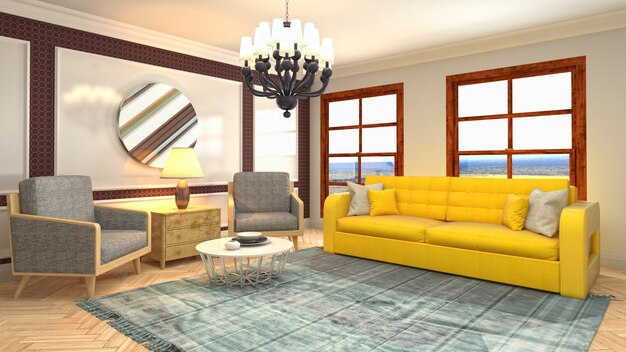 Illustration of the living room interior