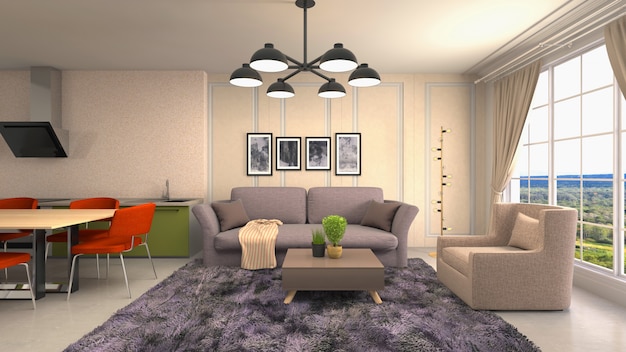 Illustration of the living room interior