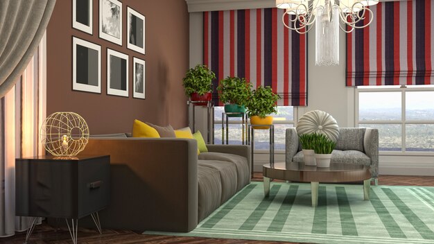 Illustration of the living room interior