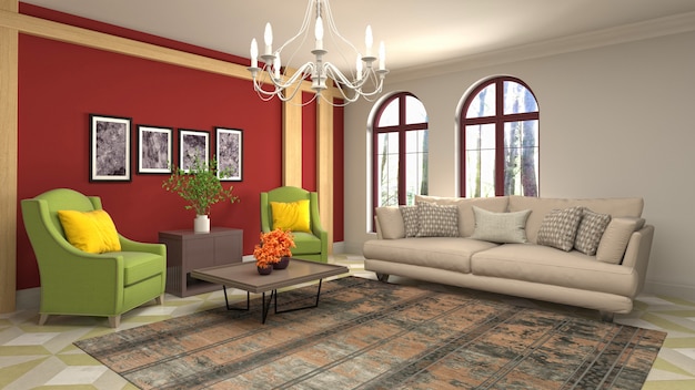 Illustration of the living room interior