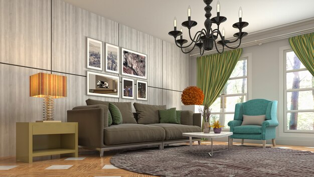 Illustration of the living room interior