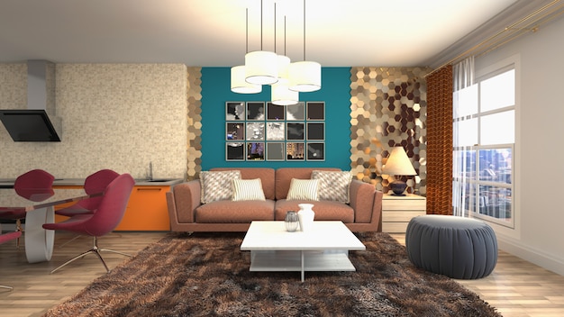 Illustration of the living room interior