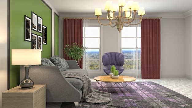 Illustration of the living room interior