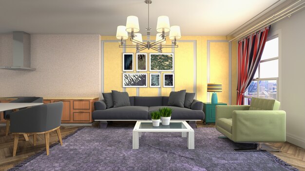 Illustration of the living room interior