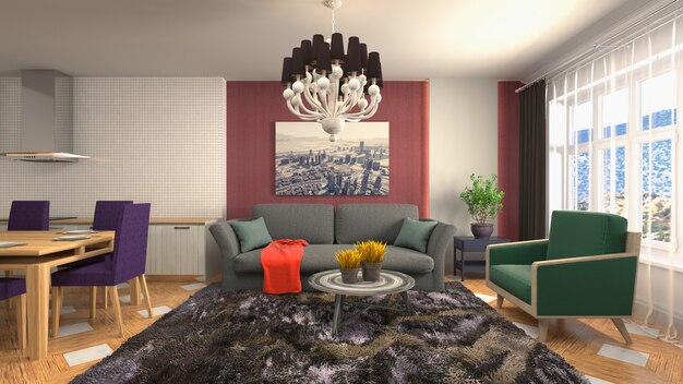 Illustration of the living room interior