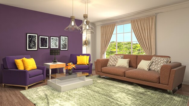 Illustration of the living room interior