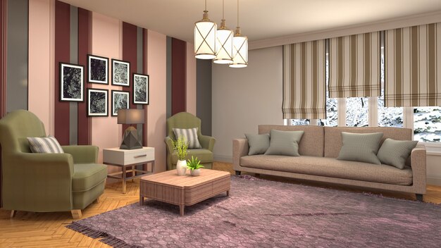 Illustration of the living room interior