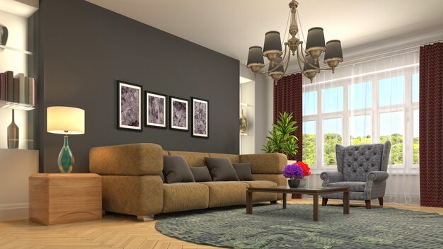 Illustration of the living room interior