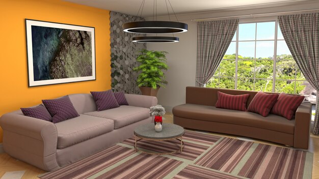 Illustration of the living room interior