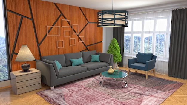 Illustration of the living room interior