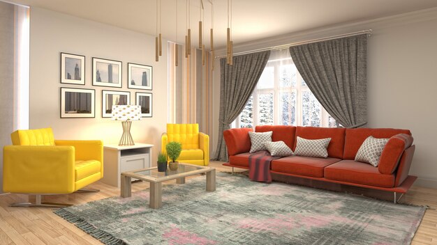 Illustration of the living room interior