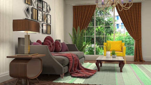 Illustration of the living room interior