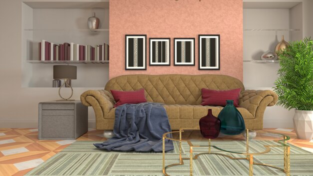 Illustration of the living room interior