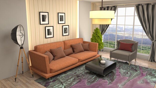 Illustration of the living room interior