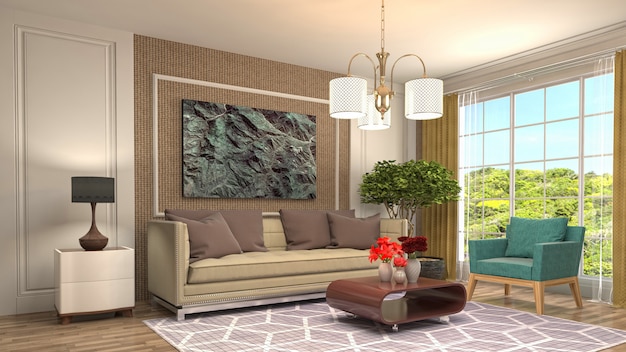 Illustration of the living room interior